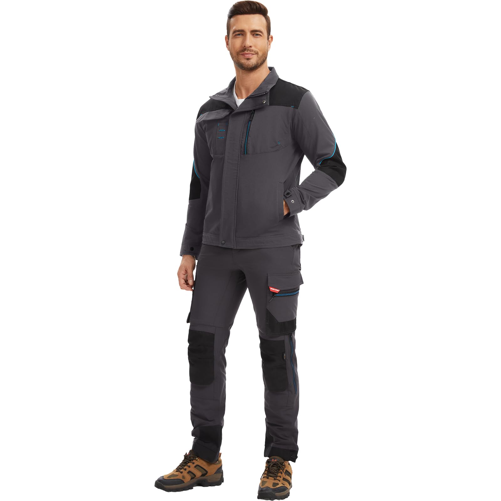 WORK IDEA Veste de travail stretch slim fit pour homme : stratégiquement renforcée, élégance professionnelle avec confort moderne