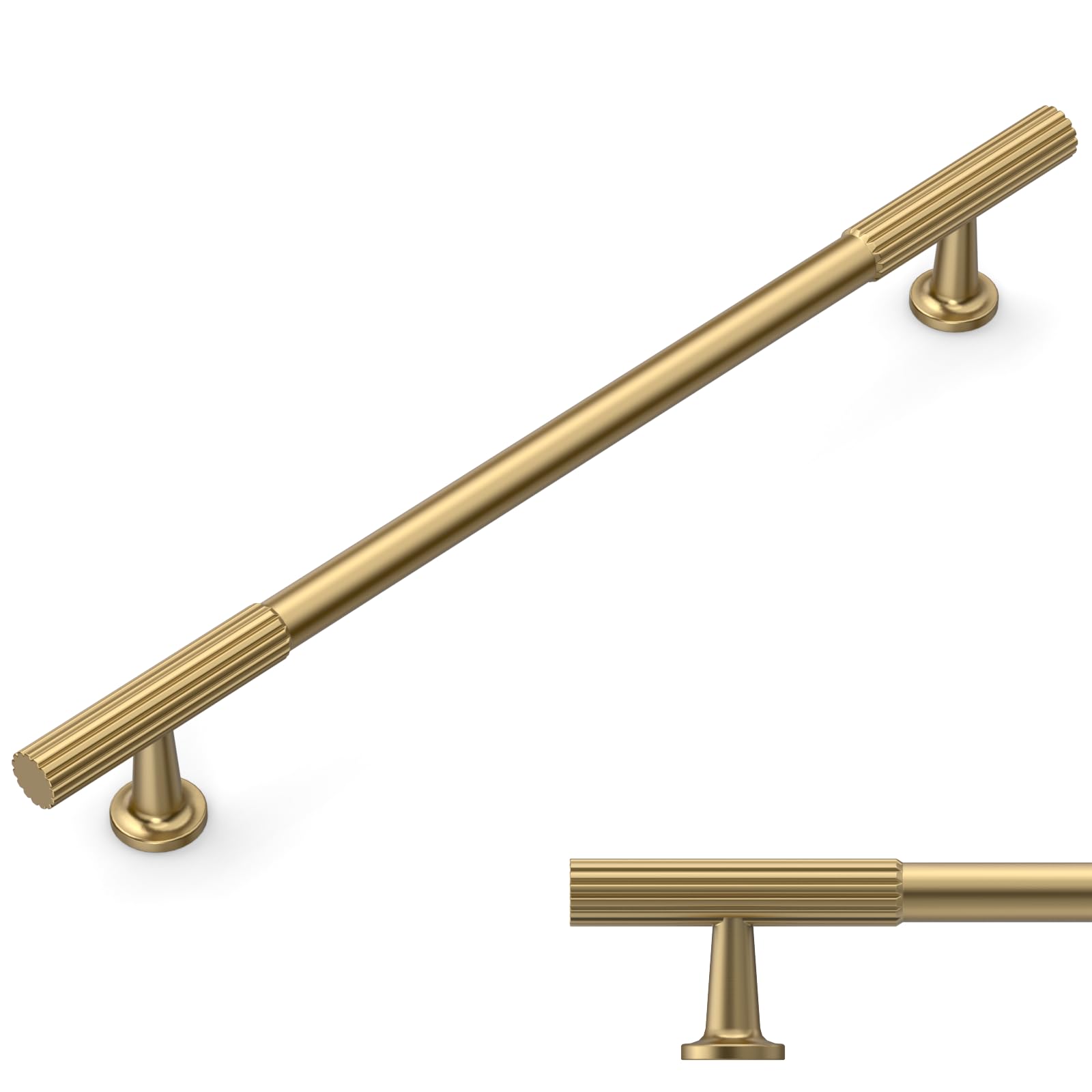 Amerdeco 10 Pack Champagne Bronze Cabinet Pulls 6.3 Inch(160MM) Hole Centers Kitchen Cabinet Handles Hardware for Cabinets Cupboard Handles Drawer