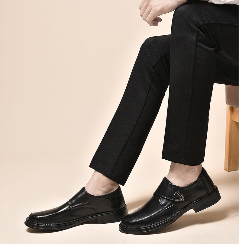 Men's Classic Leather Monk Strap Buckle Oxford Shoes Retro Comfortable Business Non-Slip Softsole Walking Dress Shoes2