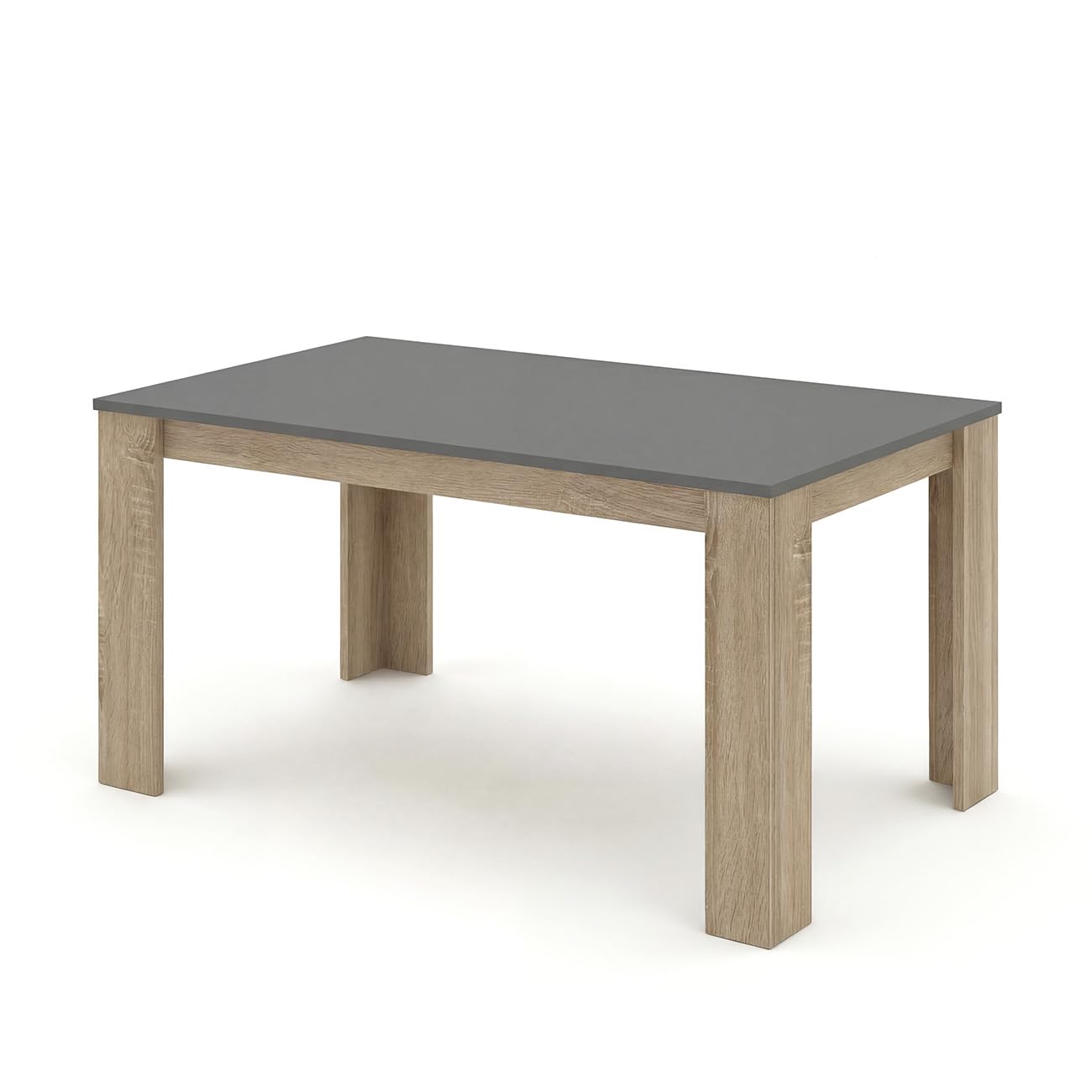 duehome | Mesa de Comedor, Mesa Fija, Modelo Naya, Acabado en Roble Canadian y Grafito, Medidas: 140 cm (Largo) x 80 cm (Ancho) x 75 cm (Alto)
