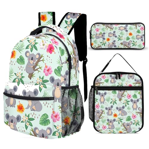 Psecoll Conjunto de 3 mochilas fofas, bolsa multifuncional para laptop de 43 cm, mochila de ombro du
