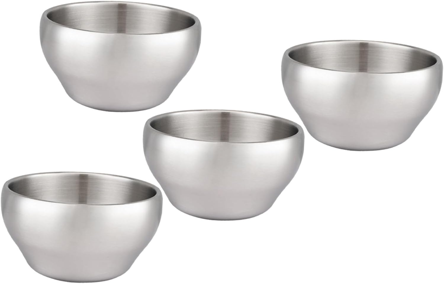 4pcs Stainless Steel Bowls Double Layer Soup Bowls Lids for Rice Noodles Salad Home Office School