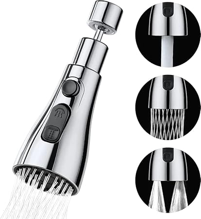 ARUI 360 Degree Movable Faucet Aerator Infinity 3 Mode Faucet Dual Flow Aerator Kitchen Sink Faucet Water Faucet Sprayer and 360 degree Rotatable Swivel Head.