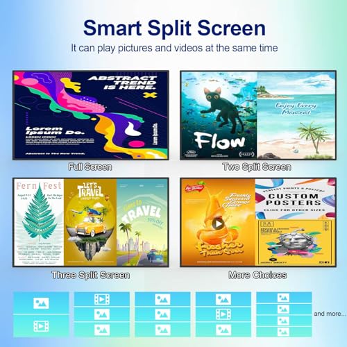Image of 32 Inch Digital Signage, 2K UHD LCD Display Screen, 500nits High Brightness Wall Mount Digital Signage, CMS /USB /WiFi /Port Player, Smart Split Screen, 24 /7 Operation, Android 11 OS