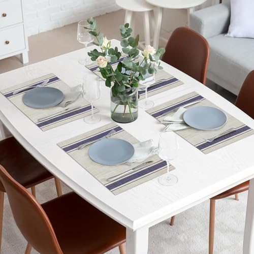 Image of TIED RIBBONS Placemats Set of 6 for Dining Table Kitchen Place Mats Washable Wipeable Non-Slip Indoor Outdoor (PVC, Multi, 30 cm x 45 cm)