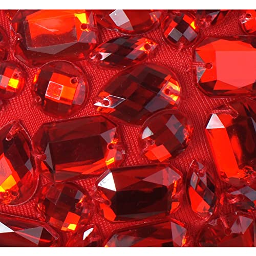 Atokiss Women's Sexy Rhinestone Punk Gem Bustier Crop Top Push Up Party Club Corset Top Bra Bright Red #TOP3