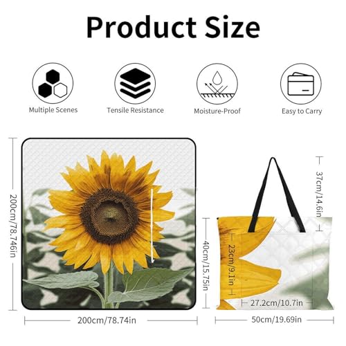 Couverture de plage tournesol pliable et imperméable à fermeture