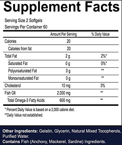 Miniatura 4 de Aceite de pescado Omega-3 1000 mg, salud cardíaca, 120 cápsulas blandas