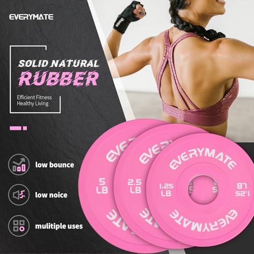 Image of EVERYMATE Change Weight Plates 1.25LB 2.5LB 5LB Set Fractional Olympic Bumper Plates for Cross Training Steel Insert Strength Training