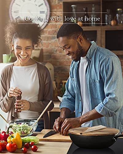 Bielmeier 12.5" Wok Pan, Woks And Stir Fry Pans, Carbon Steel Wok, Flat Bottom Wok With Lid Suits For All Stoves… #TOP2