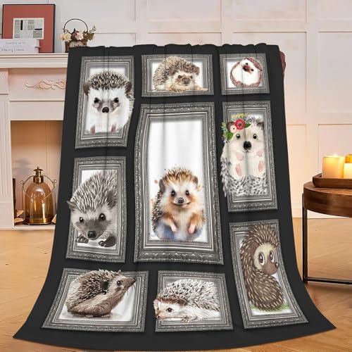 Image of Cute Hedgehog Fleece Throw Blanket - Soft, Cozy, Warm & Lightweight - Animal Decor for Girls, Boys, Adults & Kids - 40"x50"