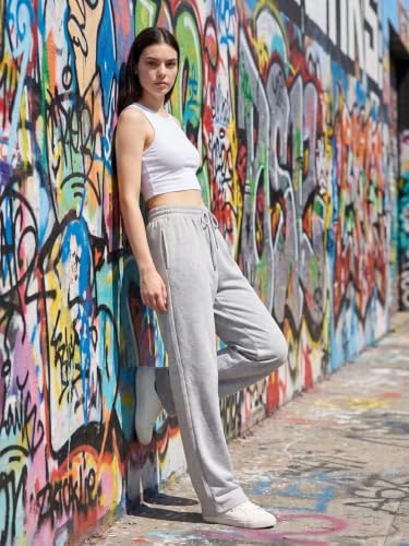 Image of BLINKIN Women's Wide Leg Track Pants | High Waist Cotton Lowers with Side Pockets | Full Length Activewear for Gym, Yoga, Workout & Dance (trk-519)