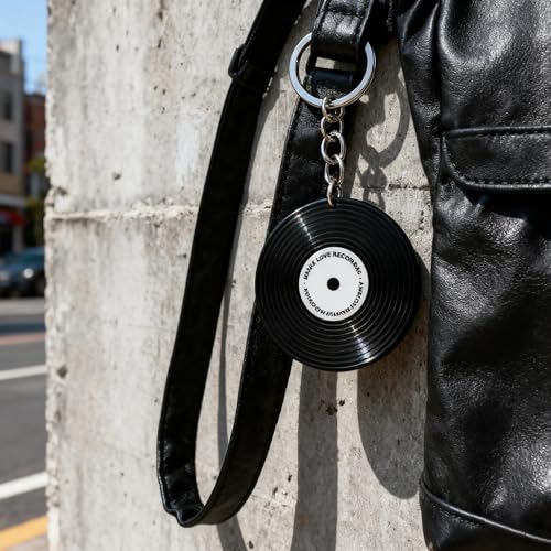 Image of Music Keychain Gifts Car Keys Backpack Charms Accessories DJ Keyrings Vinyl Record Keychain for Music Lovers