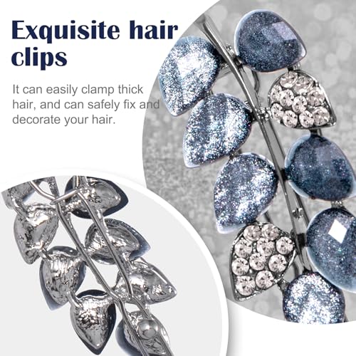 2 Piezas Pinzas de Cabello con Cristales Azul Tinta miniatura 3
