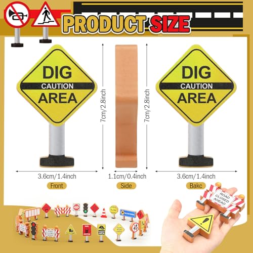 Image of Blosssound Wooden Toys Set for Preschool Classroom - Multicultural Career People Blocks Educational Wooden Play for Kids Learning Toys Play Games Activity Supplies(26 Pcs,Construction Signals)