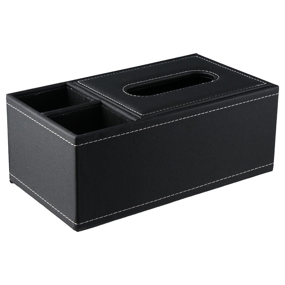 Lwvax Rectangular Tissue Paper Holder Box PU Leather Facial Tissue Holder for Car Home Office Room Hotel - 24x13.5x9.5 Cm - Black (PU Leather) 1