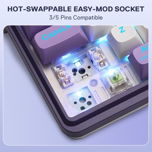 Image of Redragon K745 PRO Wireless Gasket RGB Gaming Keyboard, 108 Keys Mechanical Keyboard w /Extra 4 Hotkeys, Hot-Swap South-Facing LED Socket, 5-Layer Noise Dampening, Round PBT Keycaps, Mint Mambo Switch