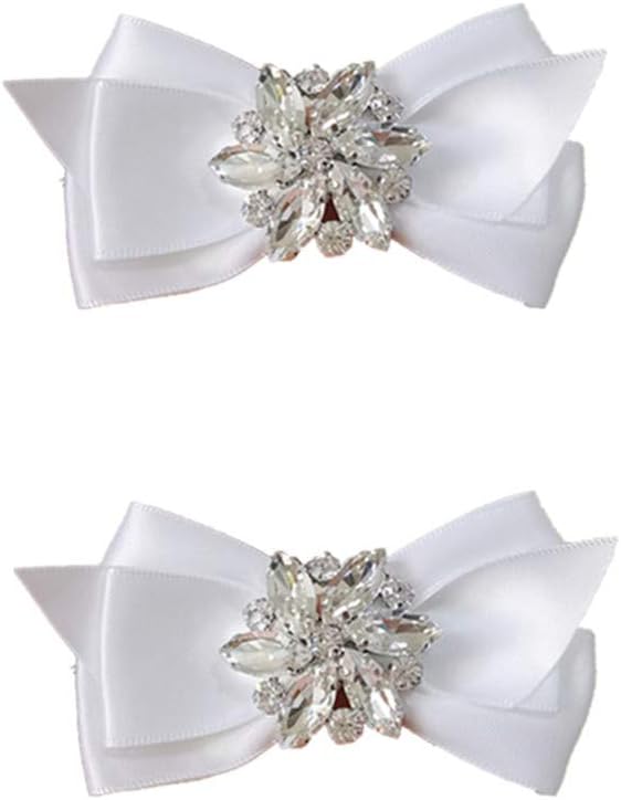 Shoe AccessoriesDouqu Rhinestone Crystal Wedding Bridal Shoe Bow Boots Clips detachable shoes buckle Shoe Decoration Charms Pair Jewelry (White)