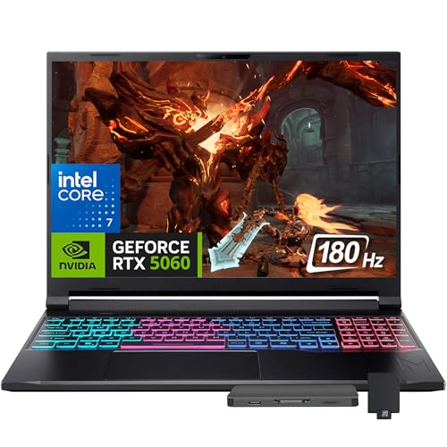 Image of acer Nitro V 16S 16 inch WUXGA 180Hz Gaming Laptop, Intel Core 7 240H, NVIDIA GeForce RTX 5060 8GB GDDR7, 64GB DDR5, 5TB Storage (4TB SSD+1TB Docking Station), Backlit Keyboard, Wi-Fi 6, Win 11, Black