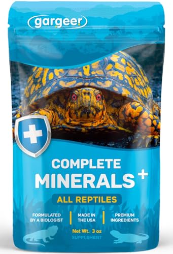 Gargeer Complete Minerals Plus Supplement for All Reptiles | Supports Strong Bones Shell Skin Muscle Function Metabolism & Clay Minerals Boost | Lizards Turtles & Tortoises | 3oz | Made in USA
