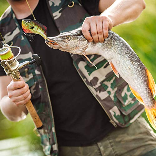 Yialia 65mm 14g Plástico Duro VIB Isca Crankbait 3D Olhos Realistas Afundando Iscas De Pesca Gancho