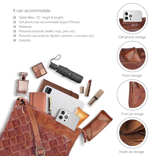 Image of Leather Crossbody Bags for Women - Ladies Sling Handbags - Medium Cross body Purses Handbags - Purses For Women