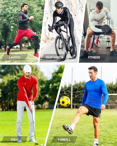 Runhit Kompressionsshirt Herren, Funktionsshirt Langarm Atmungsaktiv Laufshirt Sportshirt Männer Schnelltrocknendes Langarmshirt mit UPF 50+ UV-Schutz für Fitness Laufen Jogging Gym Schwarz L