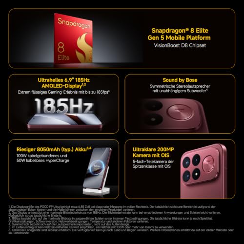 Poco F9 Ultra, Smartphone 16+512 GB, Dark Cherry, 8050mAh Akku, 100W Laden – Ansicht 2