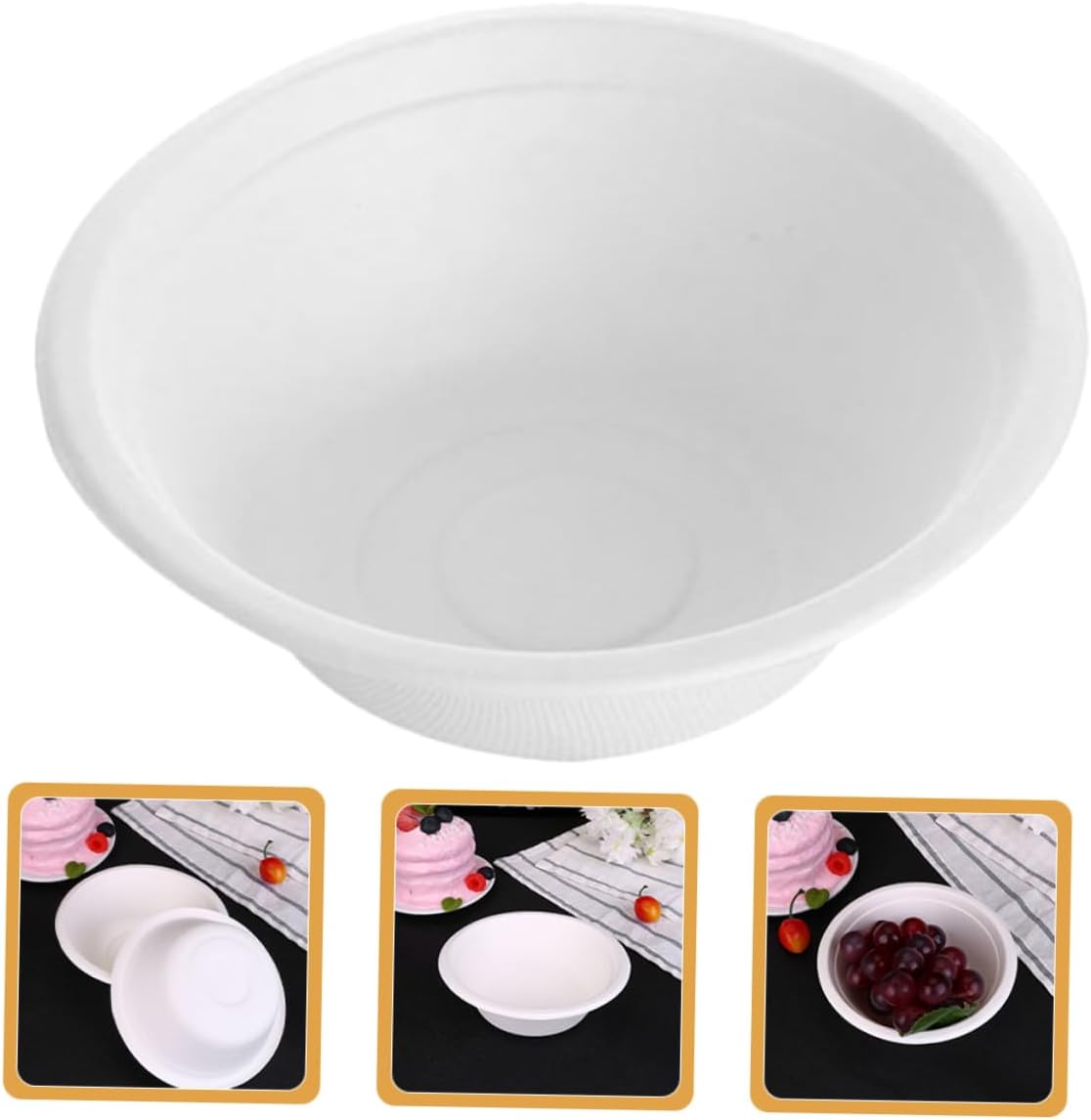 Healeved 100pcs Bowls Pulp Bowls for Soup Noodles Barbecue for Camping Parties and Restaurants