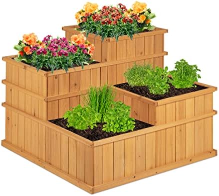 Relaxdays Jardin Potager, différentes hauteurs, 4 bacs, Balcon, t...