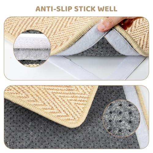 Image of Graciadeco Cat Scratcher Mat 23.6 inch x 15.7 inch Sisal Rope 2 Packs Cat Scratch Furniture Protector with Velcro & Catnip