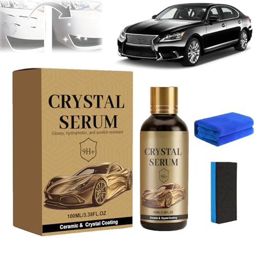 Ceramic Car Coating Kit - Crystal Serum 100ML Advanced Ceramic Coating for Cars Deep Gloss 9H+ Hardness for Automotive Paint Protection Gloss Hydrophobicty Anti Scratch (100ml)