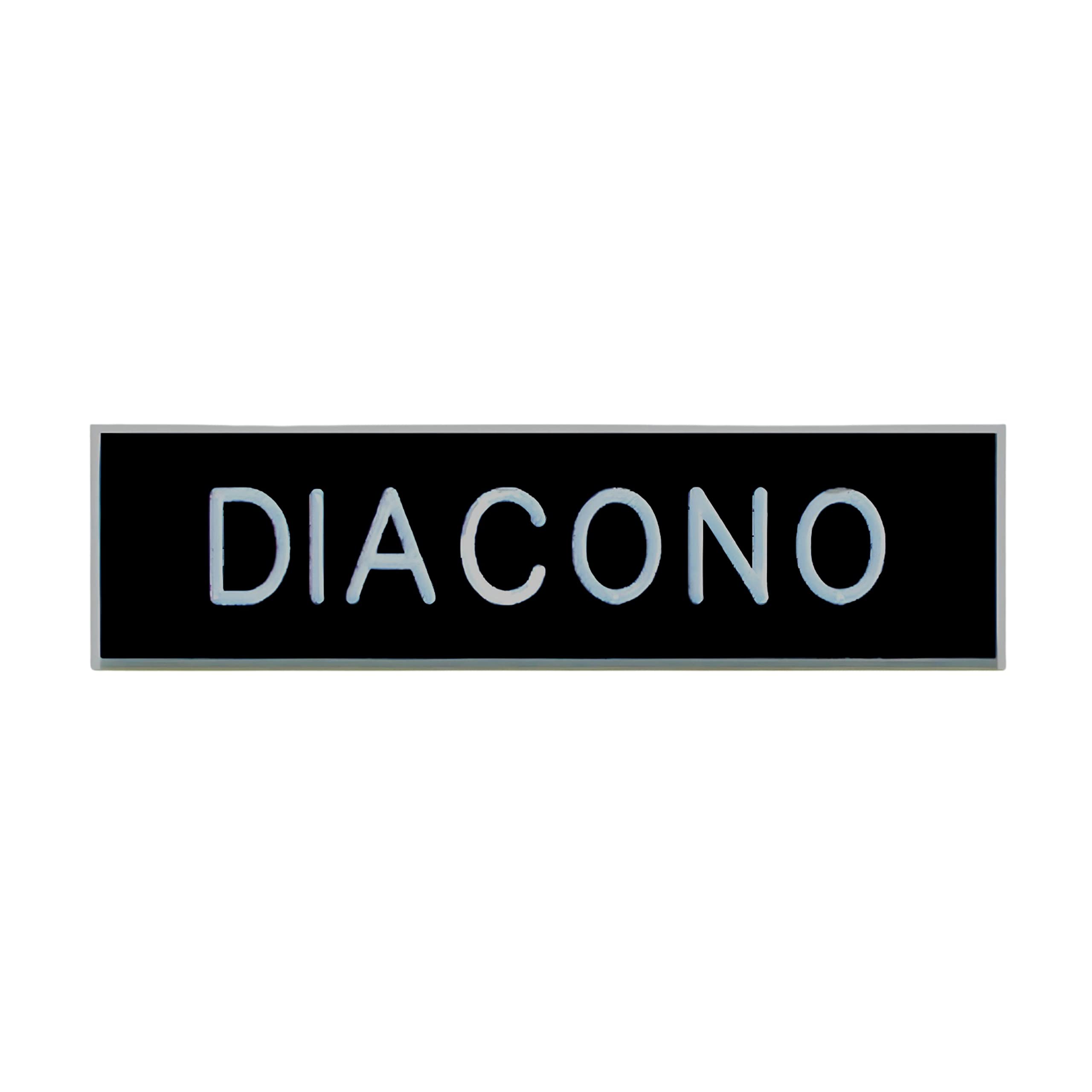 Badge Spanish - DIACONO (Deacon) - Black Engraved w/pin back - Package of 1