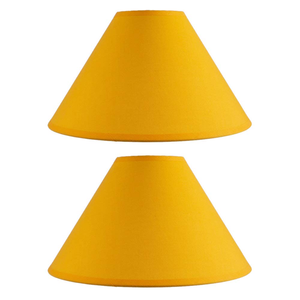 Britalia 2 Pack - Mustard Yellow 14" Cotton Coolie Vintage Lampshade with Reversible Gimble & Shade Reducing Ring to Fit All Types of Lampholders - Taped Edges - Hard Lined - Sold in Pairs