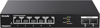 Tenda TEM2007X 5 Port 2,5G Ethernet Switch, Unmanaged 2,5 GB Switch mit 5 x 2,5 G Ports & 2 x 10 GB SFP+ Steckplätze, 50 Gbit/s Schaltkapazität, Plug & Play, Desktop/Wandmontage, lüfterloses