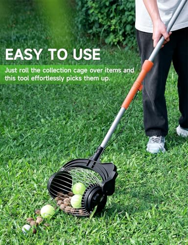 Acorn Picker Upper Roller for Walnuts - Nut Gatherer with 1.8-Gallon Capacity, No-Bend Emptying Design,Suitable for 1.2"-3.6" Walnuts,Chestnuts, Fallen Apples & Tennis Balls