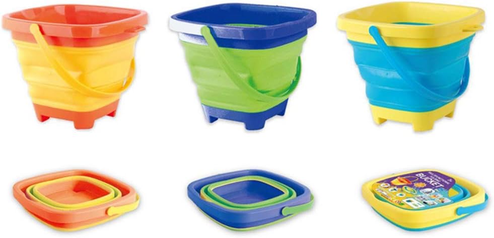 Foldable Beach Bucket, Bucket Bucket Sand Buckets Silicone Collapsible Bucket, for Kids Beach Play Camping Gear Water and Food Pitcher, Camping image 3