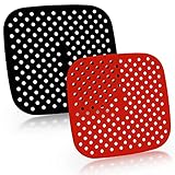 Air Fryer Liners, Reusable Air Fryer Silicone Liners, 8.5 Inch Square Nonstick and Heat Resistant Mat for Air Fryer, Air Fryer Accessories for Ninja, PowerXL, Gourmia, Instant Vortex, COSORI, 2 Pack