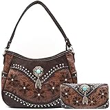 Handtasche: Handy-Tasche hinten mit Reißverschluss, verdeckte Tragetasche (22,9 x 17,8 cm) | Gurtlänge 58,4 cm | Falllänge 27,9 cm |