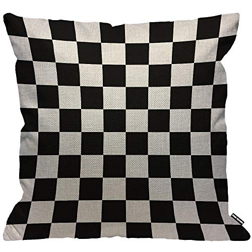 HGOD DESIGNS Checkerboard Cushion Cover,Black and White Abstract ...