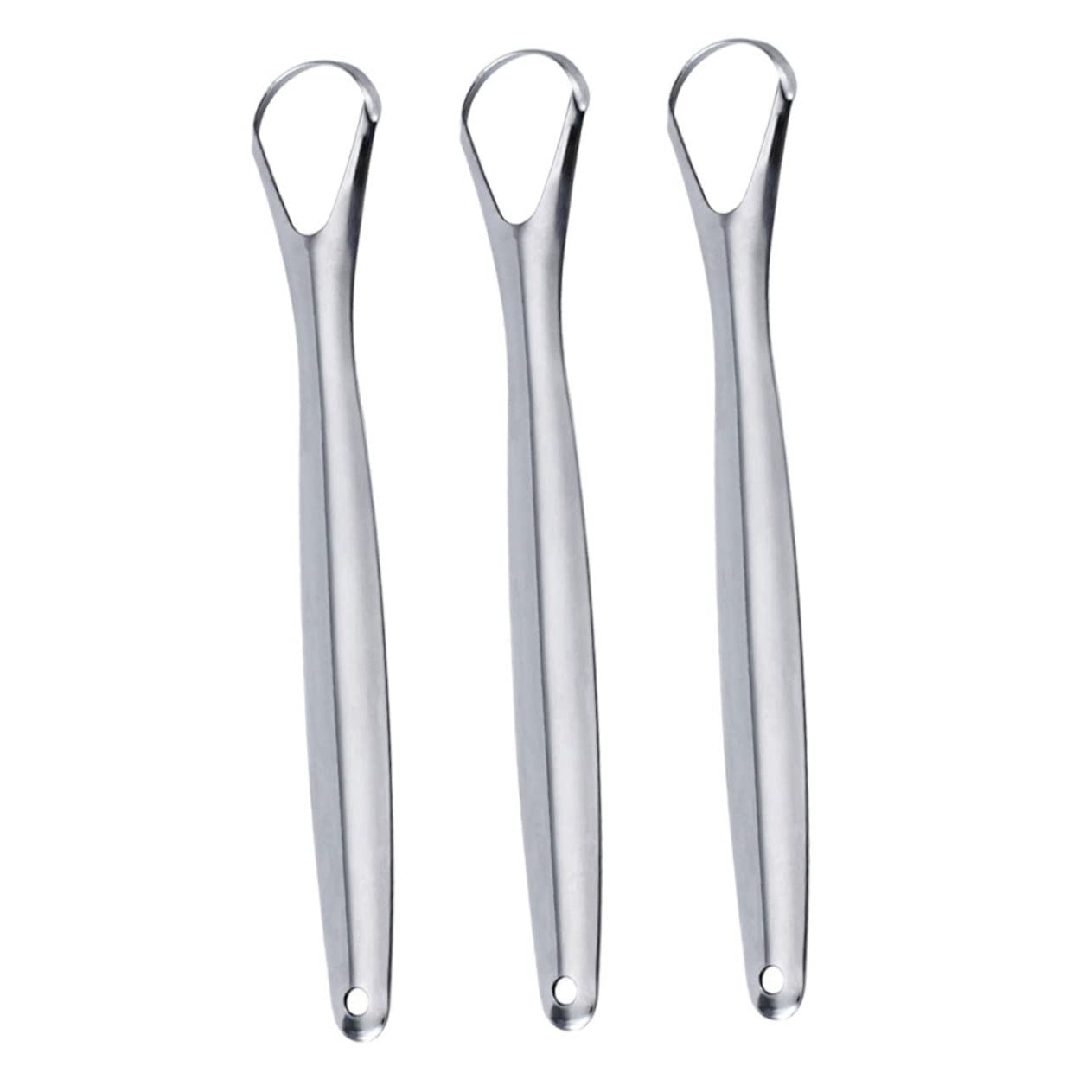 GALPADA 3pcs Adult Tongue Cleaning Tool Stainless Steel Tongue Scraper Handheld Oral Care Brush Bad Breath Fighter Portable