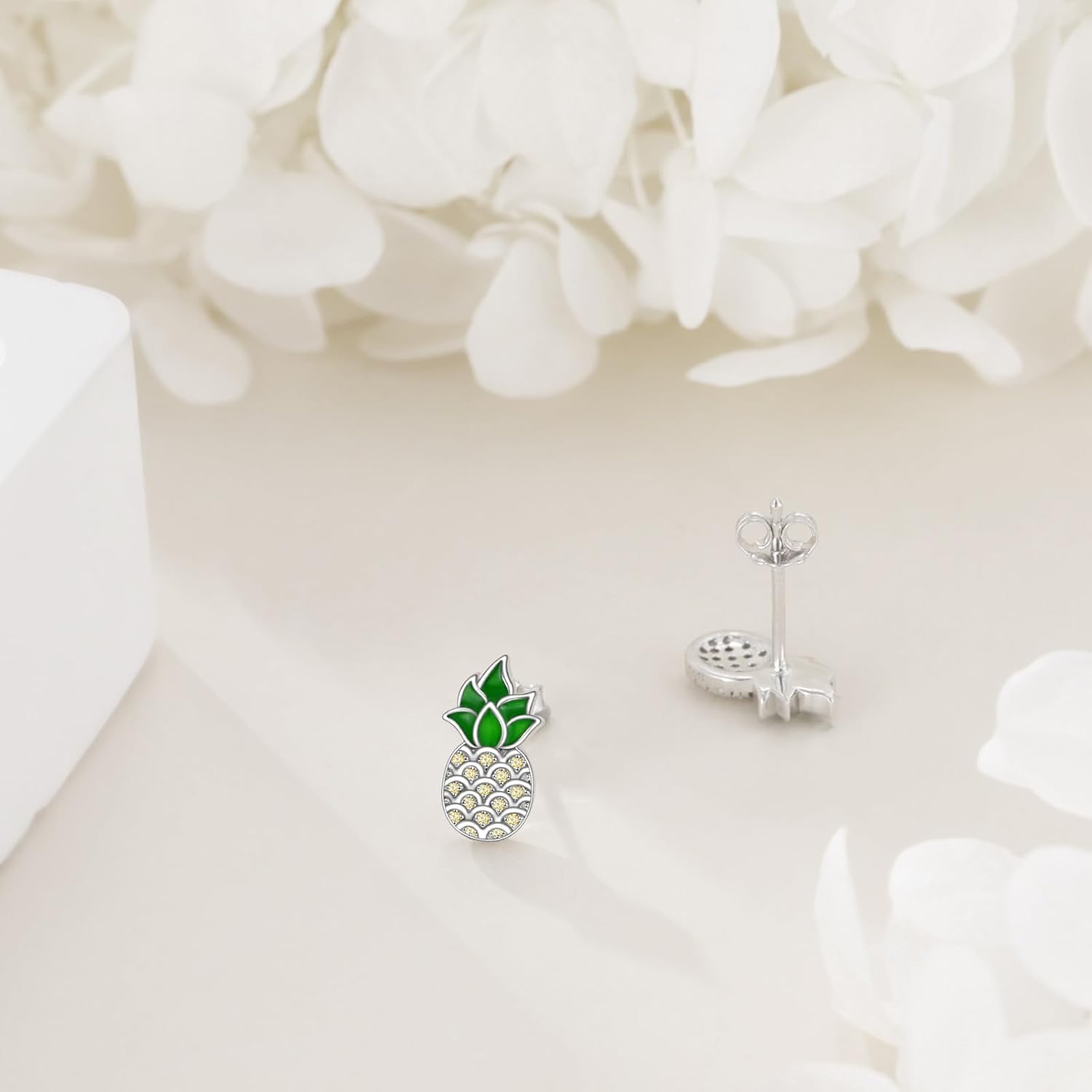 AOBOCO Pineapple Earrings for Women Sterling Silver Cubic Zirconia Pineapple Stud Earrings Cute Simple Fruits Jewelry Gifts for Women - Image 6