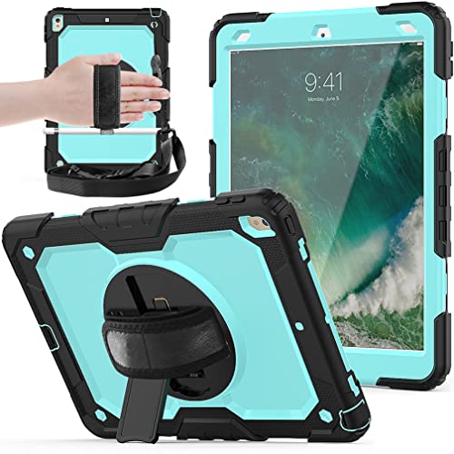 Case for iPad pro 10.5 2017/iPad air 3 10.5 2019 with 360 degree rotatable Folding stand,Trendy Shockproof case with Wrist Strap and Shoulder Strap - Image 3