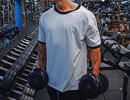 Image of Workout Shirts Short Sleeve Oversized Hipster Loose Gym Shirts Basketball Hip-hop Street Style T-Shirts for Men T44
