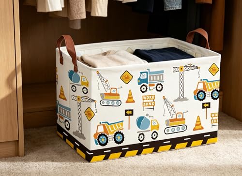 Image of Car Basket Rectangular Book Basket Storage Bin Organizer Book Shelf Box Room Decor(Engineering vehicle)