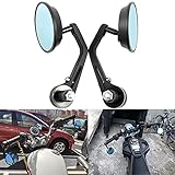 Motorcycle Handle Bar End Mirrors, Universal 7/8" Motorcycle Rear View Mirror Vintage Round Side Mir