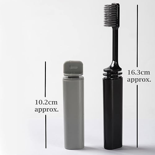 Miniatura 5 de Cepillo de dientes plegable de carbón de bambú para viajes, camping, vacaciones, paquete de 2