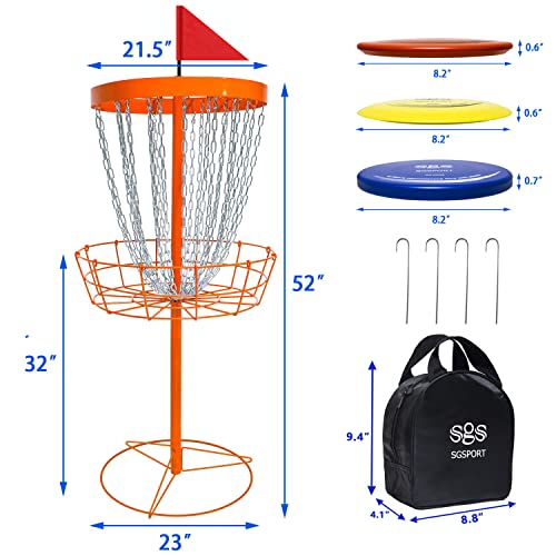 image for TARUMG SGSPORT Disc Golf Basket with Discs | Portable Disc Golf Target