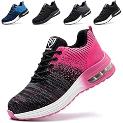 Tenis De Seguridad Dama Zapatos de Seguridad Hombre Mujer Zapatillas Trabajo Ligero Comodo Calzado de Seguridad con Punteras de Acero Transpirable Antideslizante Rosa EU 38