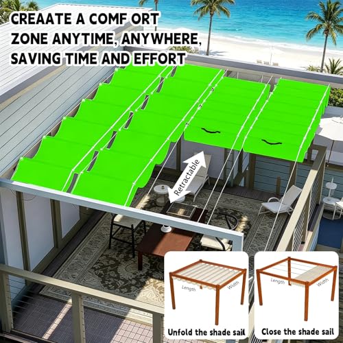Toldo retráctil de onda verde claro 90x200 con cuerda 8